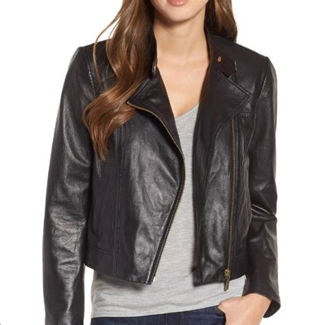 michael kors printed lambskin leather moto jackets images|Michael Kors Men's Moto Leather Jacket with Perforated Detailing.